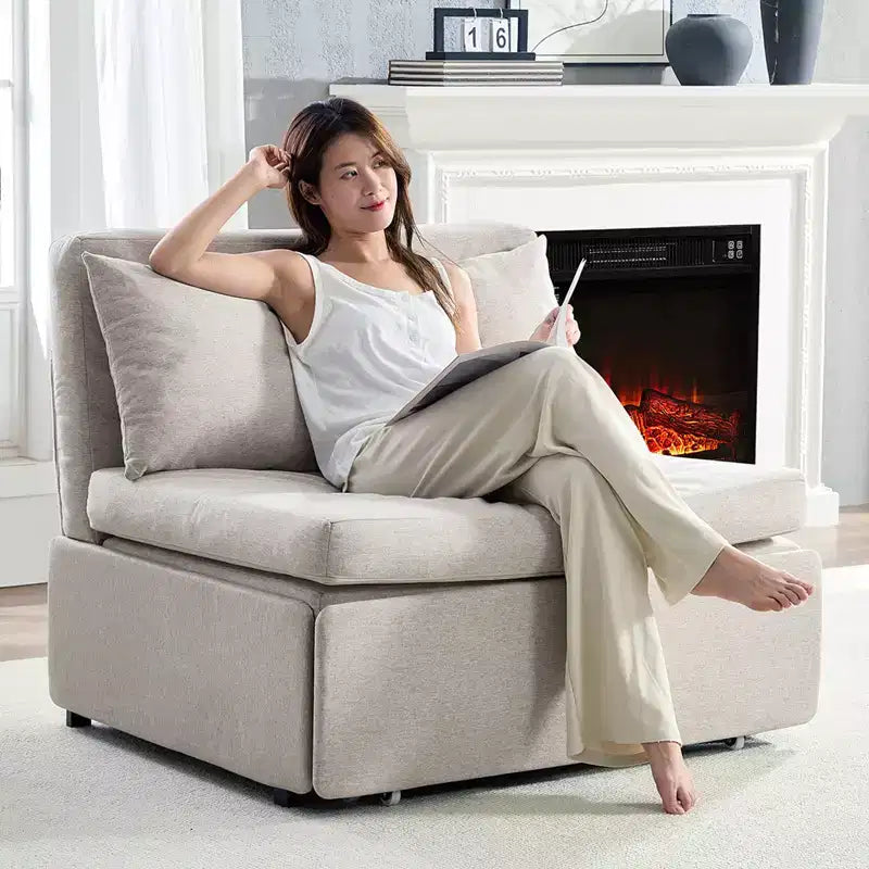 Full/Queen Size Sofa Bed, 2 in 1 Convertible Linen Loveseat Sleeper Sofa Couch with Cushions