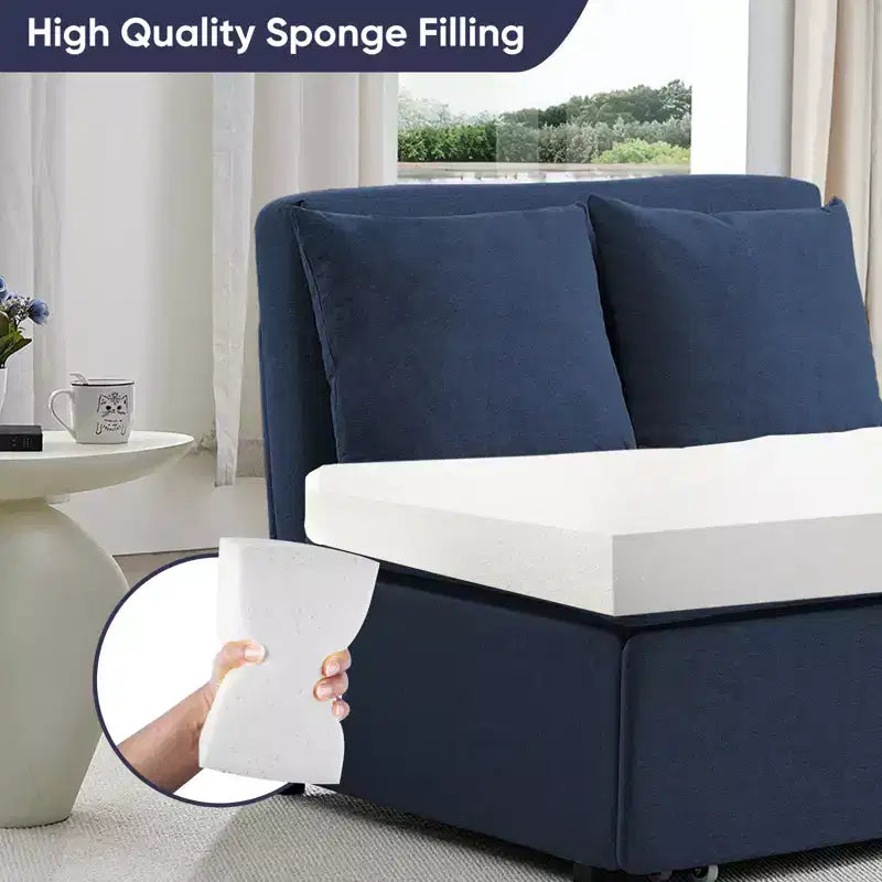 Full/Queen Size Sofa Bed, 2 in 1 Convertible Linen Loveseat Sleeper Sofa Couch with Cushions