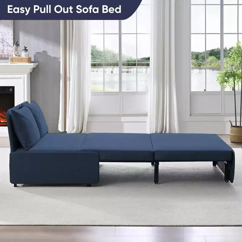 Full/Queen Size Sofa Bed, 2 in 1 Convertible Linen Loveseat Sleeper Sofa Couch with Cushions