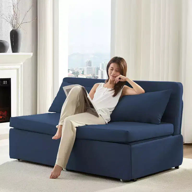 Full/Queen Size Sofa Bed, 2 in 1 Convertible Linen Loveseat Sleeper Sofa Couch with Cushions
