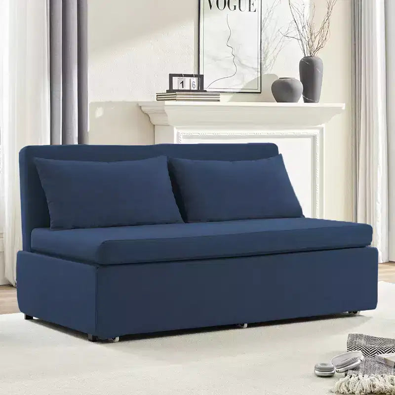 Full/Queen Size Sofa Bed, 2 in 1 Convertible Linen Loveseat Sleeper Sofa Couch with Cushions