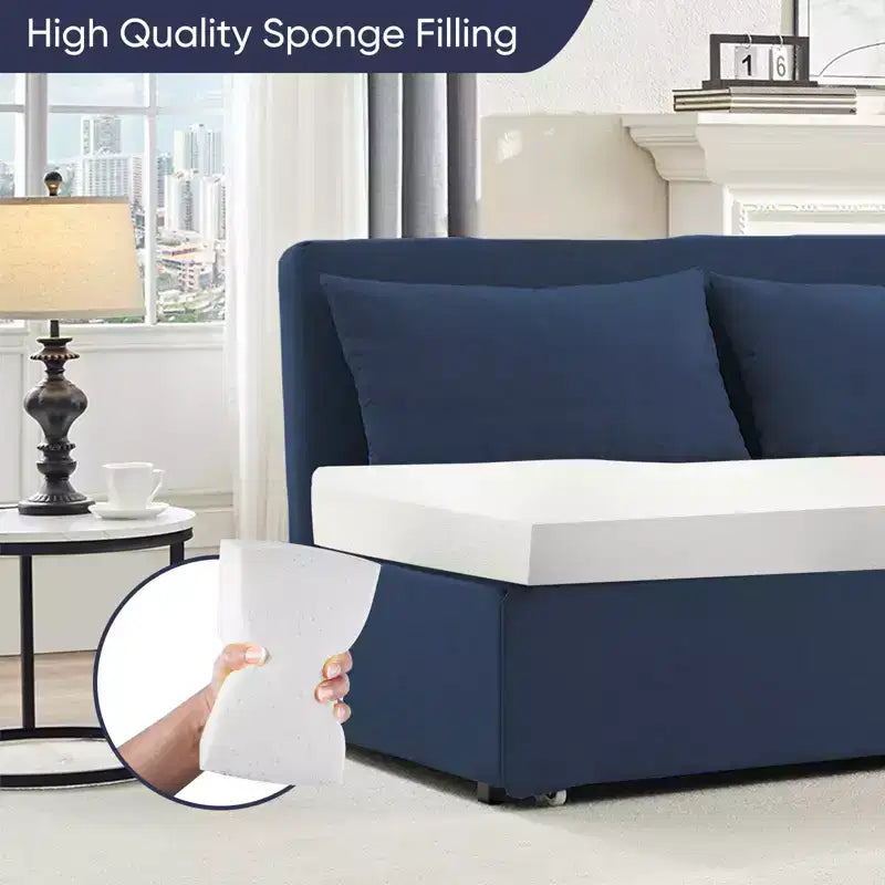 Full/Queen Size Sofa Bed, 2 in 1 Convertible Linen Loveseat Sleeper Sofa Couch with Cushions