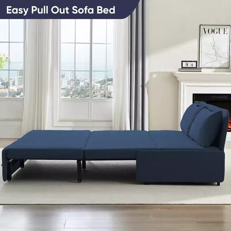 Full/Queen Size Sofa Bed, 2 in 1 Convertible Linen Loveseat Sleeper Sofa Couch with Cushions