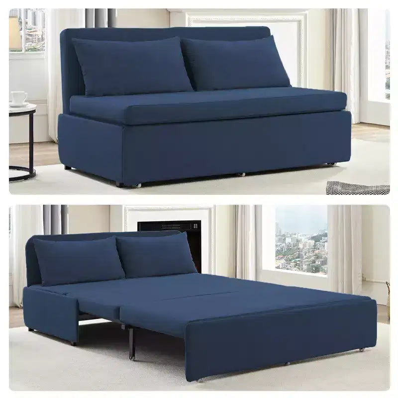 Full/Queen Size Sofa Bed, 2 in 1 Convertible Linen Loveseat Sleeper Sofa Couch with Cushions
