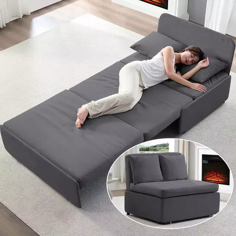 Full/Queen Size Sofa Bed, 2 in 1 Convertible Linen Loveseat Sleeper Sofa Couch with Cushions