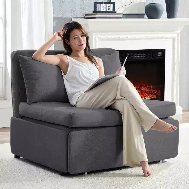Full/Queen Size Sofa Bed, 2 in 1 Convertible Linen Loveseat Sleeper Sofa Couch with Cushions