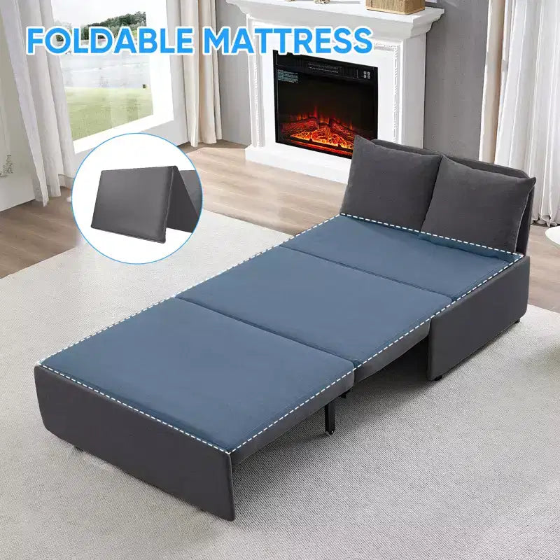 Full/Queen Size Sofa Bed, 2 in 1 Convertible Linen Loveseat Sleeper Sofa Couch with Cushions