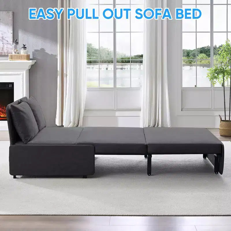 Full/Queen Size Sofa Bed, 2 in 1 Convertible Linen Loveseat Sleeper Sofa Couch with Cushions