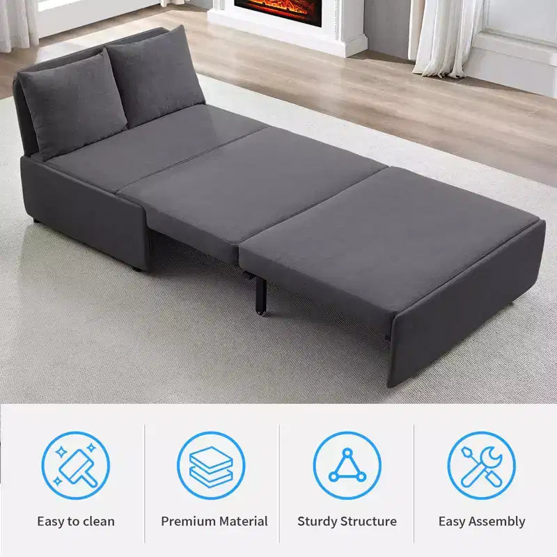Full/Queen Size Sofa Bed, 2 in 1 Convertible Linen Loveseat Sleeper Sofa Couch with Cushions