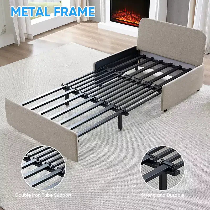 Full/Queen Size Sofa Bed, 2 in 1 Convertible Linen Loveseat Sleeper Sofa Couch with Cushions