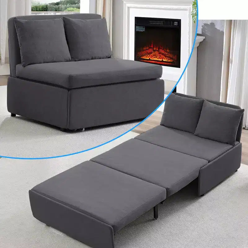 Full/Queen Size Sofa Bed, 2 in 1 Convertible Linen Loveseat Sleeper Sofa Couch with Cushions