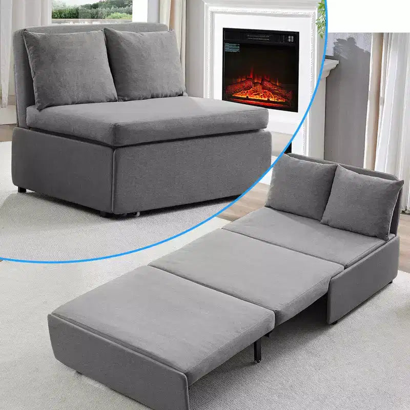 Full/Queen Size Sofa Bed, 2 in 1 Convertible Linen Loveseat Sleeper Sofa Couch with Cushions