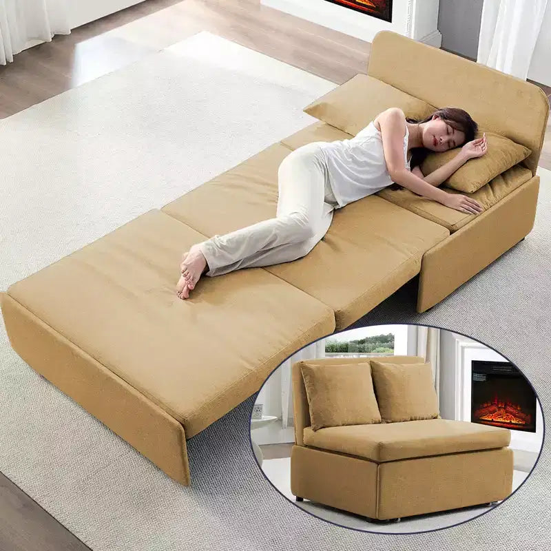 Full/Queen Size Sofa Bed, 2 in 1 Convertible Linen Loveseat Sleeper Sofa Couch with Cushions