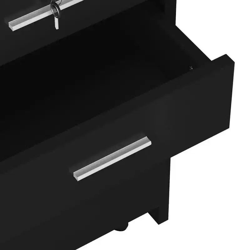 Wood Rolling Drawer Cabinet Trolley Cart Station Equipment Black