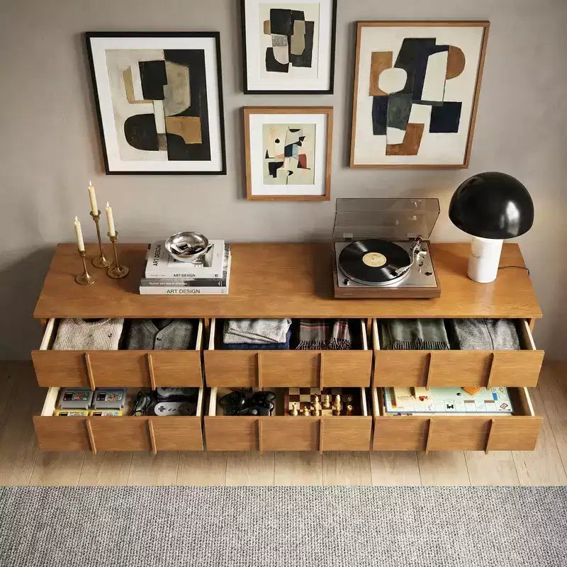 86.61 Mid Century Modern Grid Front TV Stand for TVs up to 90 - Walnut Gaoyangjiaju