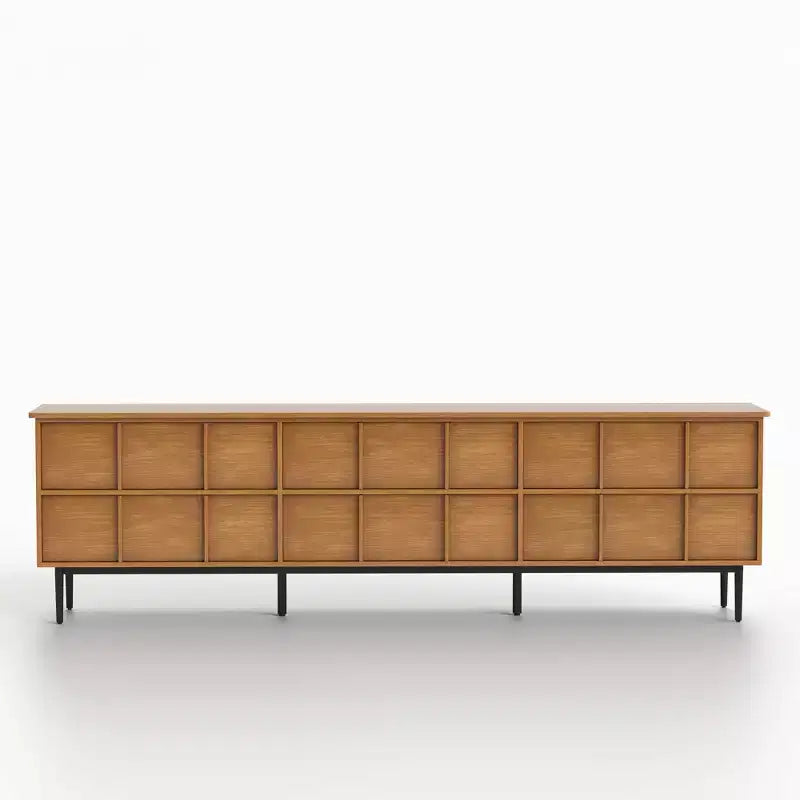 86.61 Mid Century Modern Grid Front TV Stand for TVs up to 90 - Walnut Gaoyangjiaju
