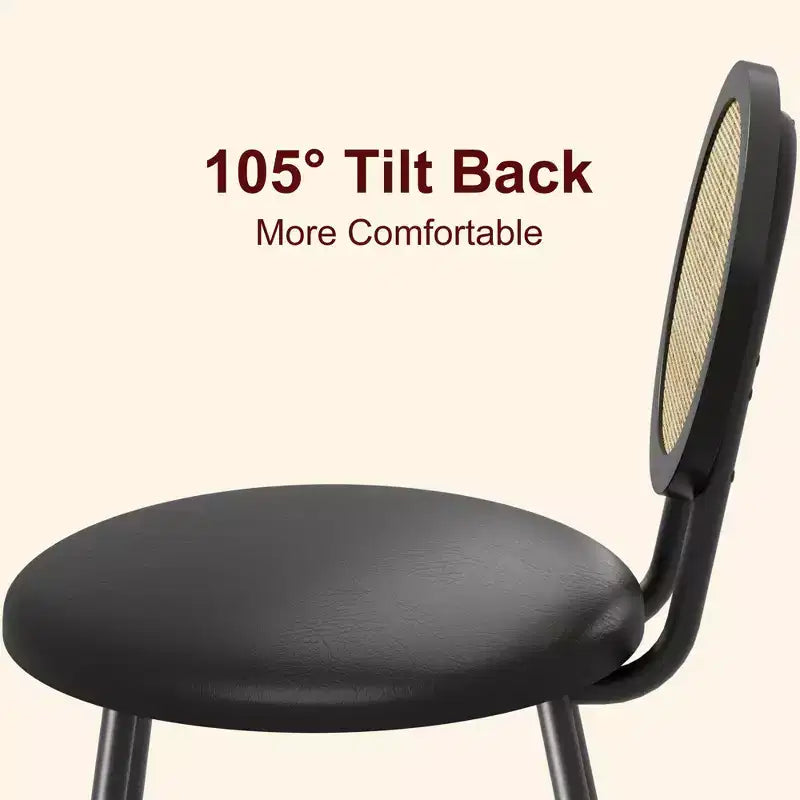 Rattan Dining Chairs Set of 4. Modern Upholstered Kitchen Chairs with Thick Cushions & Metal Legs. Ideal for Small Spaces