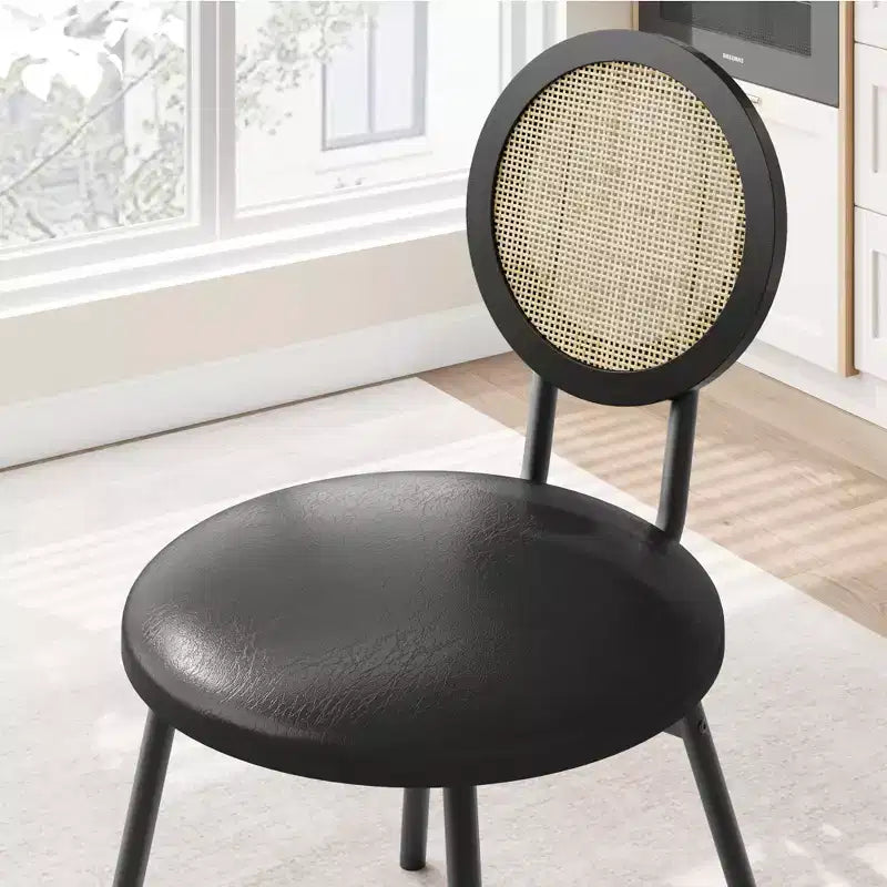 Rattan Dining Chairs Set of 4. Modern Upholstered Kitchen Chairs with Thick Cushions & Metal Legs. Ideal for Small Spaces