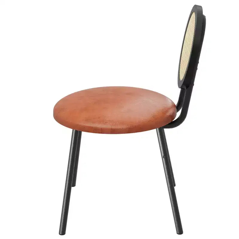 Rattan Dining Chairs Set of 4. Modern Upholstered Kitchen Chairs with Thick Cushions & Metal Legs. Ideal for Small Spaces