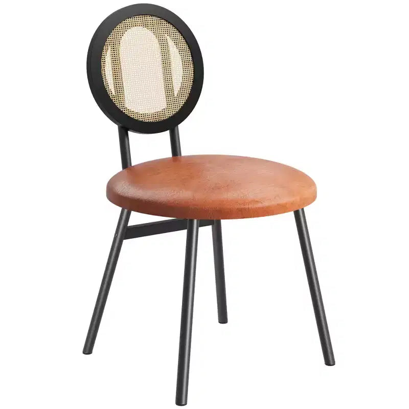 Rattan Dining Chairs Set of 4. Modern Upholstered Kitchen Chairs with Thick Cushions & Metal Legs. Ideal for Small Spaces