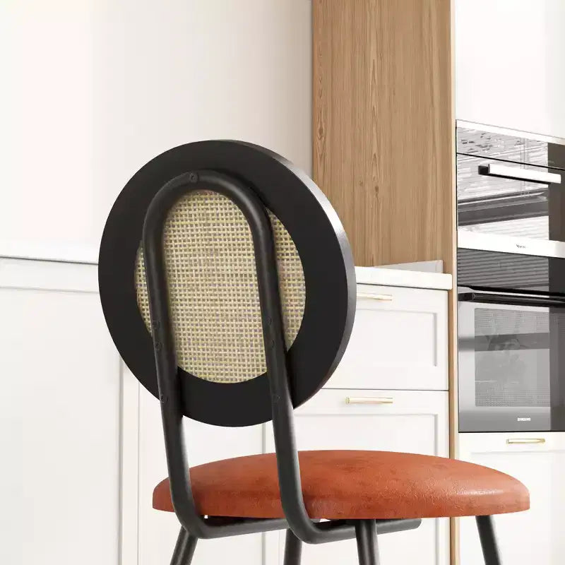 Rattan Dining Chairs Set of 4. Modern Upholstered Kitchen Chairs with Thick Cushions & Metal Legs. Ideal for Small Spaces