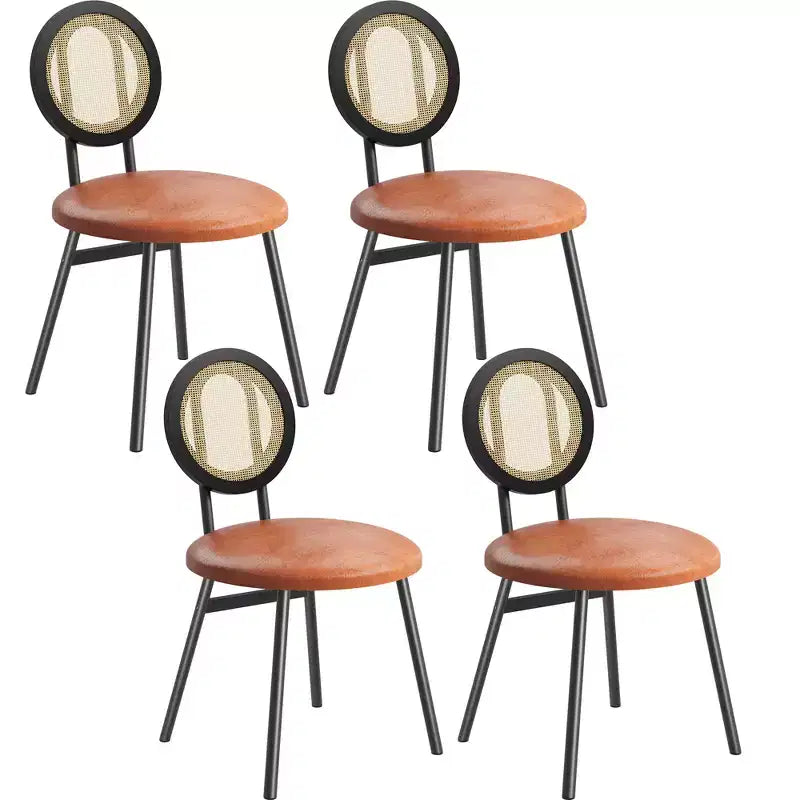 Rattan Dining Chairs Set of 4. Modern Upholstered Kitchen Chairs with Thick Cushions & Metal Legs. Ideal for Small Spaces
