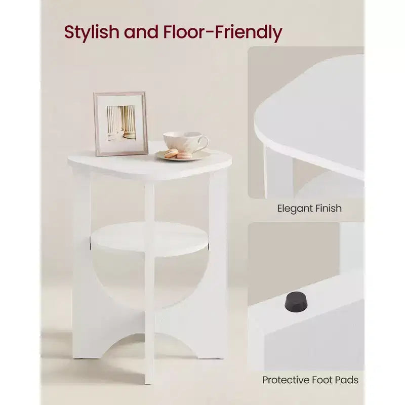 Side Table, 2 Tier Small Accent End Table, Nightstand with Lower Shelf for Small Spaces, Living Room, Bedroom