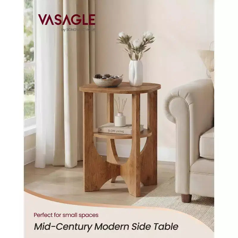 Side Table, 2 Tier Small Accent End Table, Nightstand with Lower Shelf for Small Spaces, Living Room, Bedroom