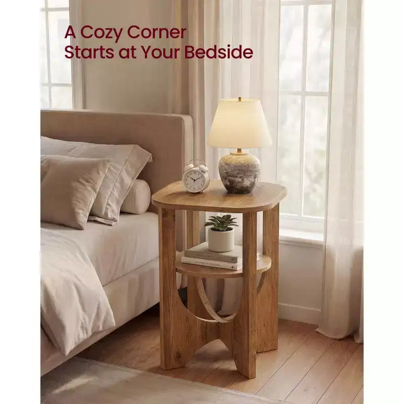 Side Table, 2 Tier Small Accent End Table, Nightstand with Lower Shelf for Small Spaces, Living Room, Bedroom