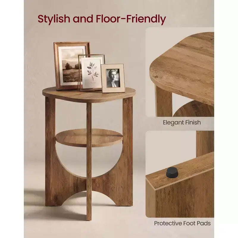 Side Table, 2 Tier Small Accent End Table, Nightstand with Lower Shelf for Small Spaces, Living Room, Bedroom