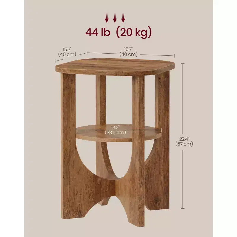 Side Table, 2 Tier Small Accent End Table, Nightstand with Lower Shelf for Small Spaces, Living Room, Bedroom