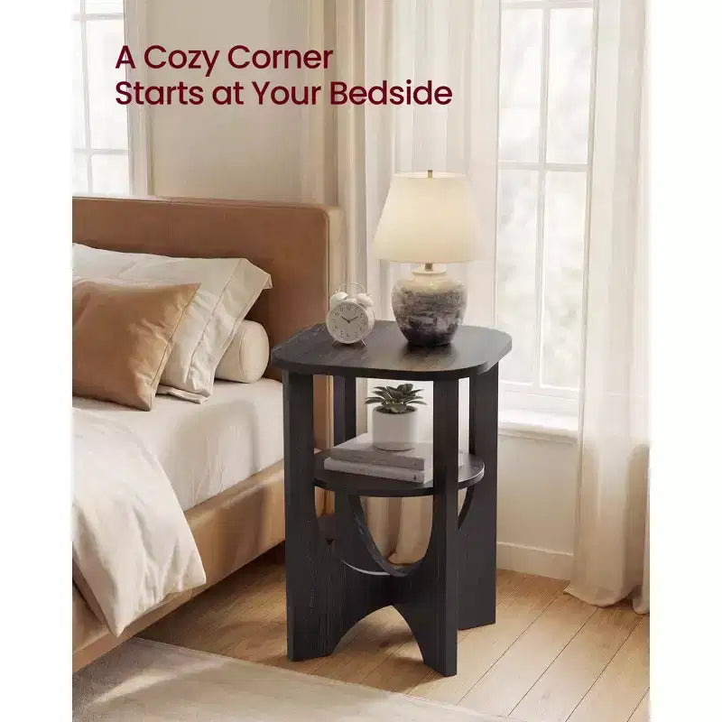 Side Table, 2 Tier Small Accent End Table, Nightstand with Lower Shelf for Small Spaces, Living Room, Bedroom