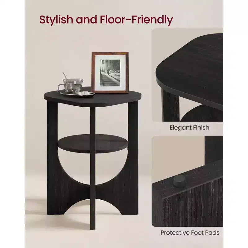 Side Table, 2 Tier Small Accent End Table, Nightstand with Lower Shelf for Small Spaces, Living Room, Bedroom