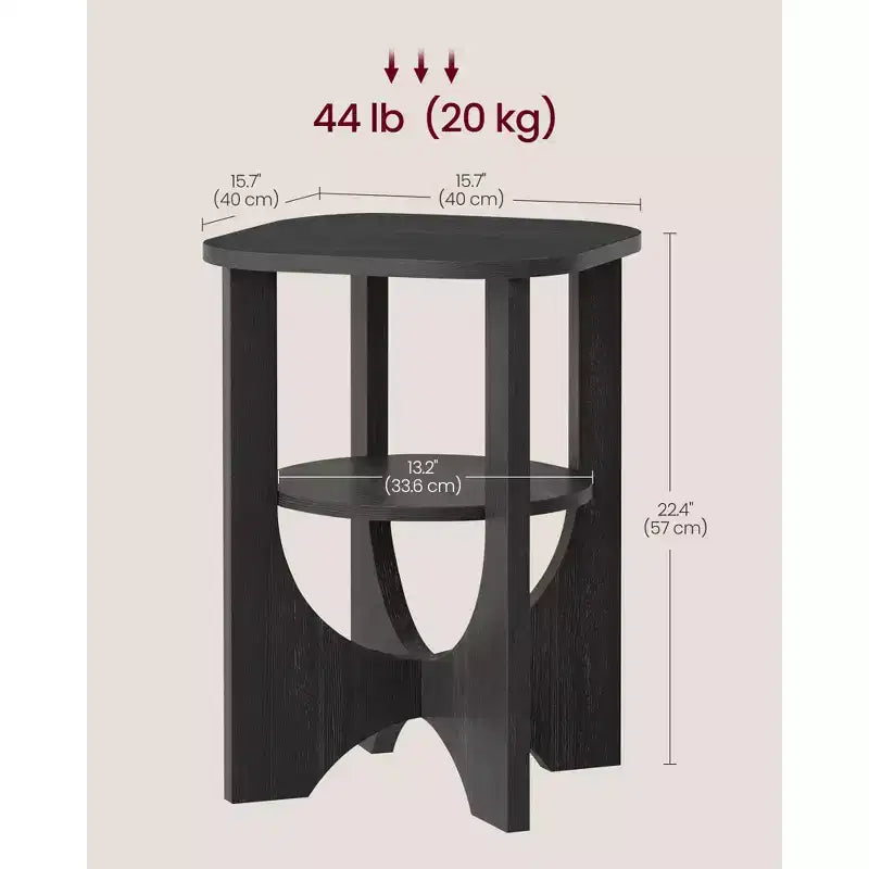 Side Table, 2 Tier Small Accent End Table, Nightstand with Lower Shelf for Small Spaces, Living Room, Bedroom