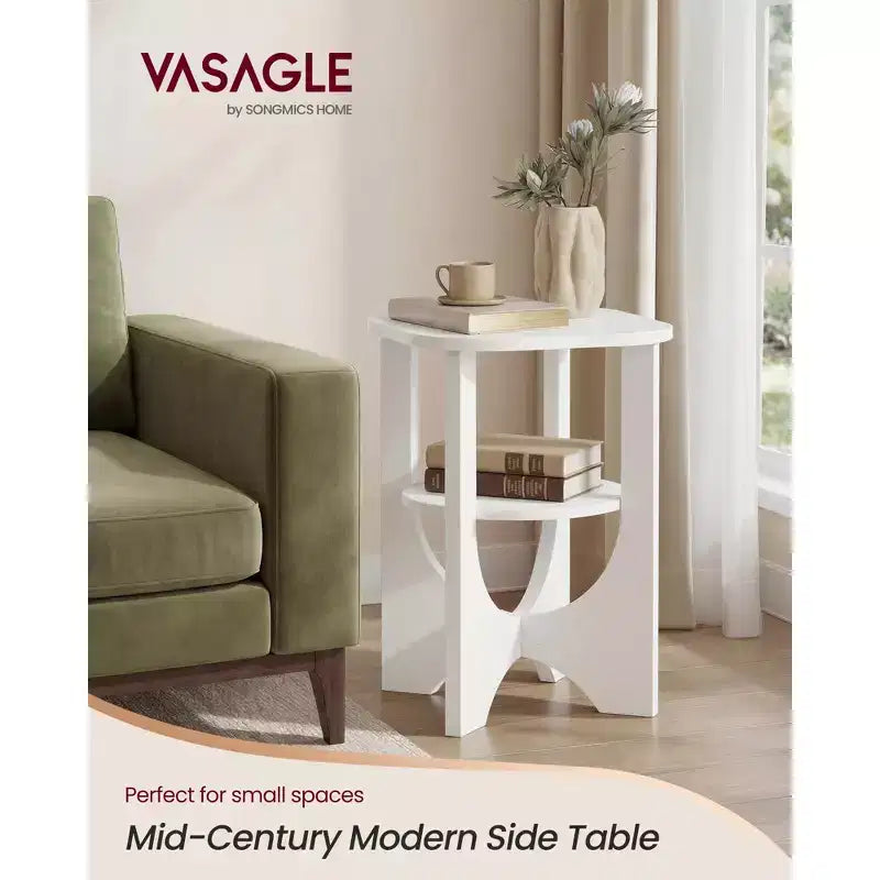 Side Table, 2 Tier Small Accent End Table, Nightstand with Lower Shelf for Small Spaces, Living Room, Bedroom