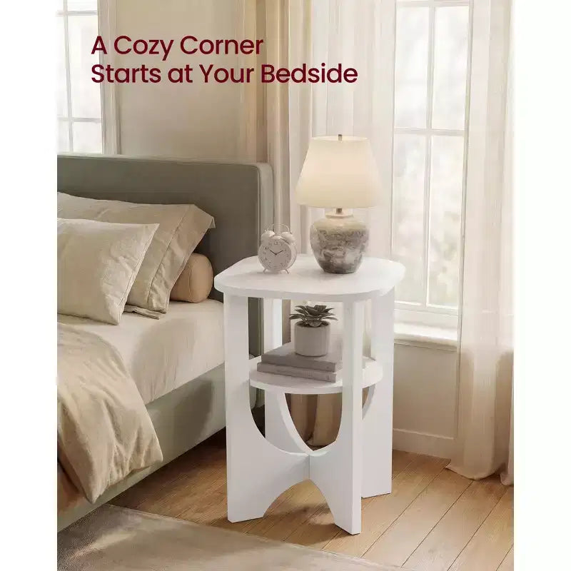 Side Table, 2 Tier Small Accent End Table, Nightstand with Lower Shelf for Small Spaces, Living Room, Bedroom