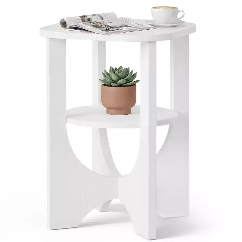 Side Table, 2 Tier Small Accent End Table, Nightstand with Lower Shelf for Small Spaces, Living Room, Bedroom