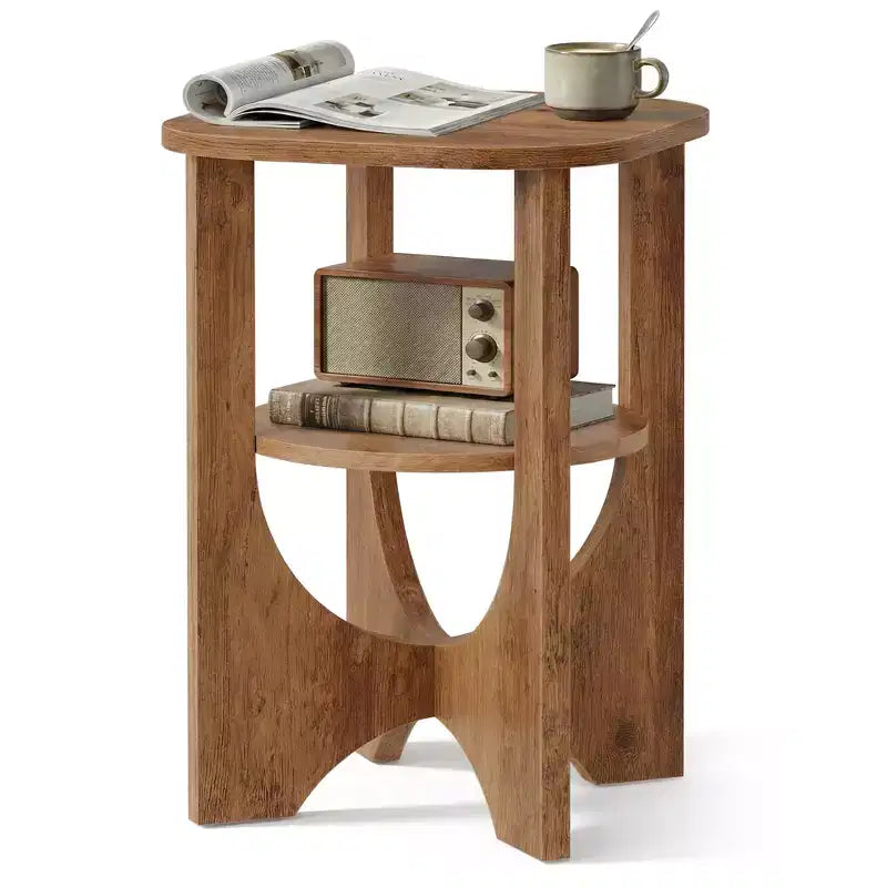 Side Table, 2 Tier Small Accent End Table, Nightstand with Lower Shelf for Small Spaces, Living Room, Bedroom