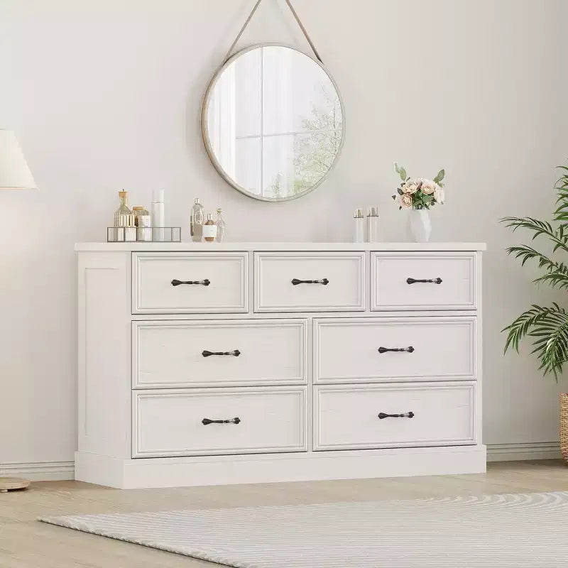 Multi-Tier Drawer Storage Cabinet, Mid Century Modern Chest, Metal Handle, for Living Room, Entryway