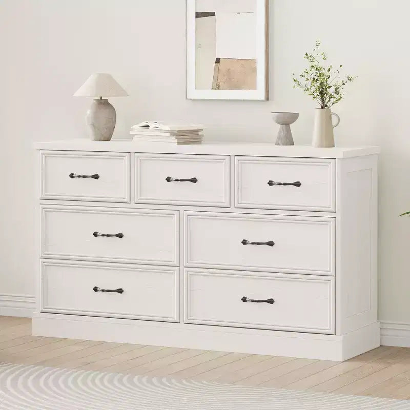 Multi-Tier Drawer Storage Cabinet, Mid Century Modern Chest, Metal Handle, for Living Room, Entryway