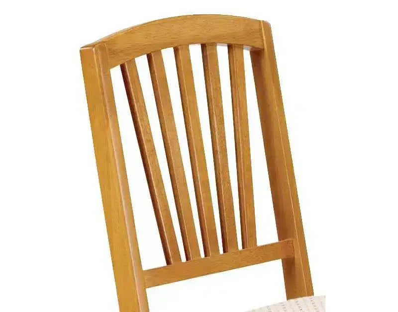 Set of 2 Slat Back Folding Chair Oak Brown Solid Hardwood, Padded Seat, Fully Assembled