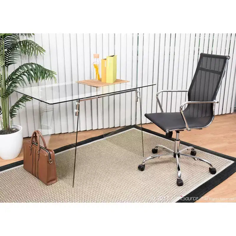 Glacier Contemporary Desk Clear Glass/Chrome -