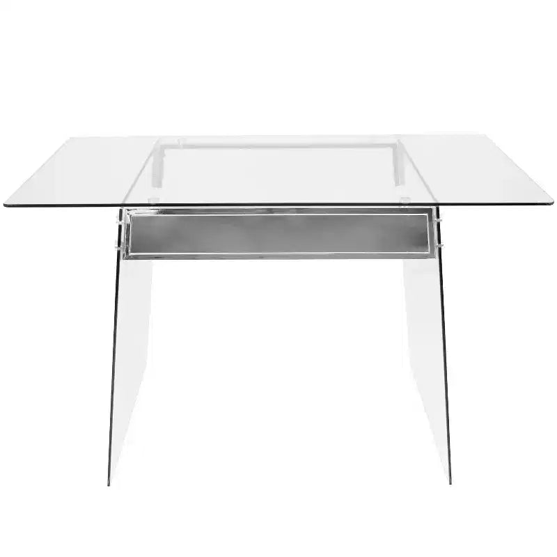 Glacier Contemporary Desk Clear Glass/Chrome -
