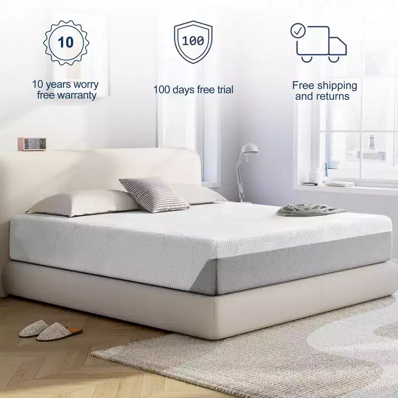 10 inch mattress, cooling memory foam mattress for cool sleep, 5-zone ergonomic decompression support, medium hardness