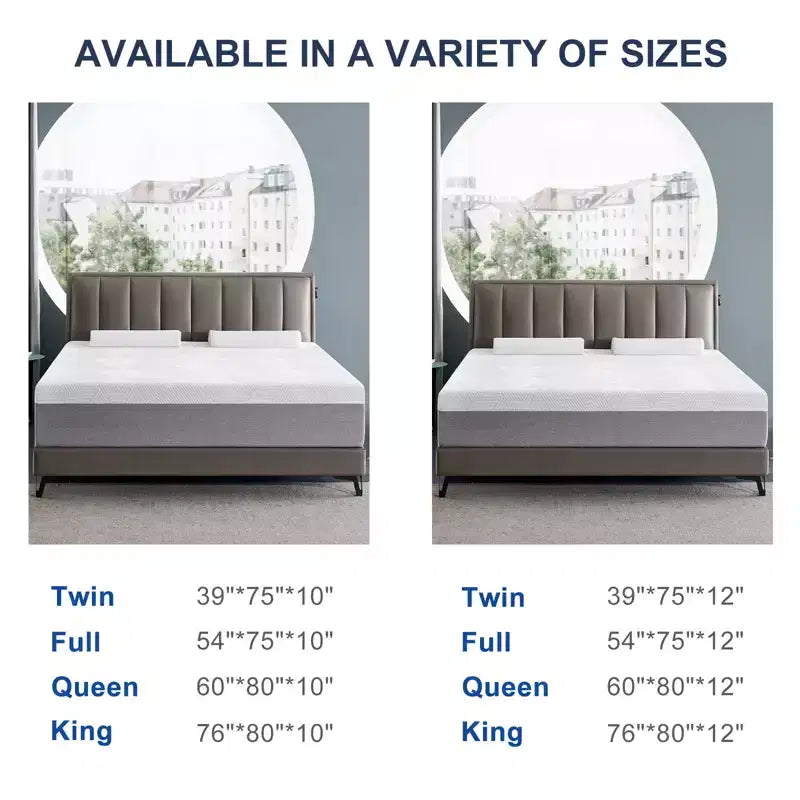 10 inch mattress, cooling memory foam mattress for cool sleep, 5-zone ergonomic decompression support, medium hardness