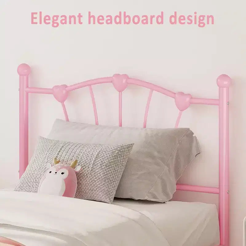 Twin Size Bed Frame with Iron-Art Sweet Heart Headboard & Footboard