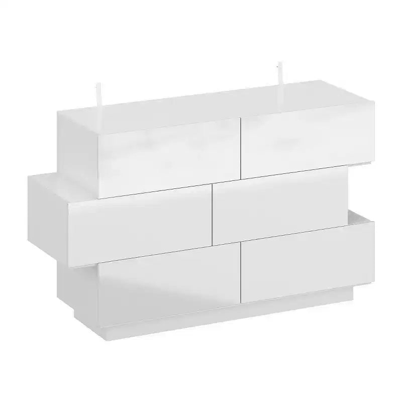 Glossy Chest of Drawers Polished 6 Drawer Dresser Modern & Contemporary Style White
