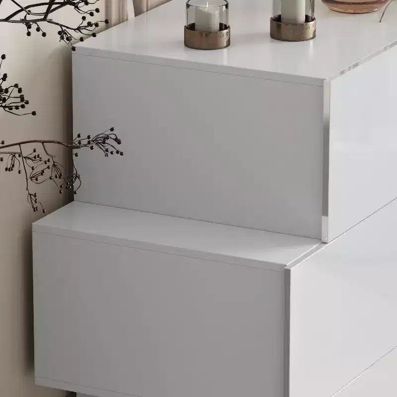 Glossy Chest of Drawers Polished 6 Drawer Dresser Modern & Contemporary Style White
