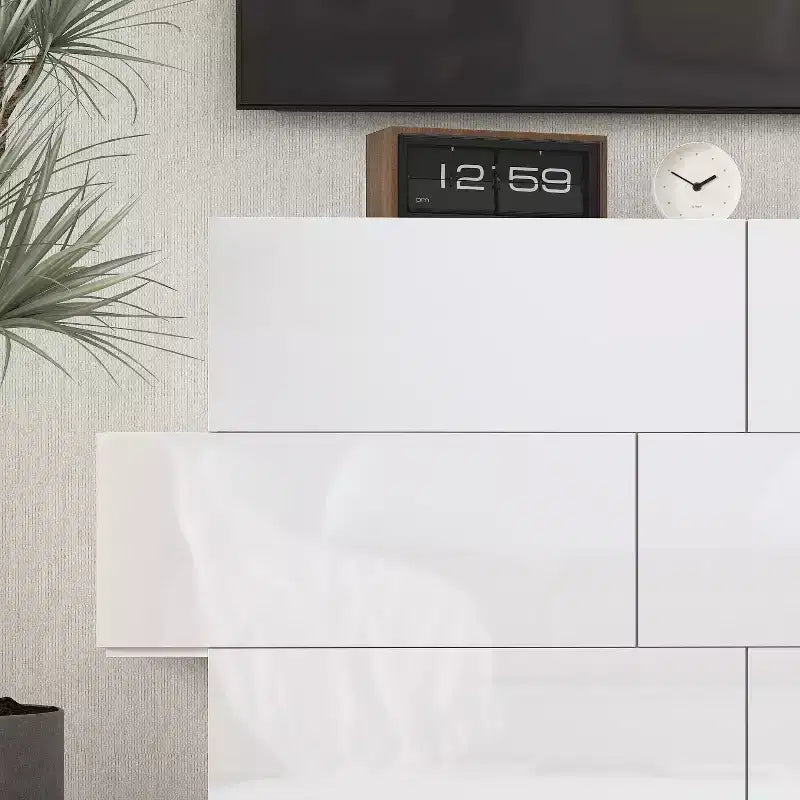 Glossy Chest of Drawers Polished 6 Drawer Dresser Modern & Contemporary Style White