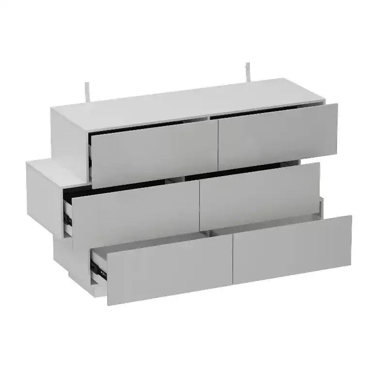 Glossy Chest of Drawers Polished 6 Drawer Dresser Modern & Contemporary Style White